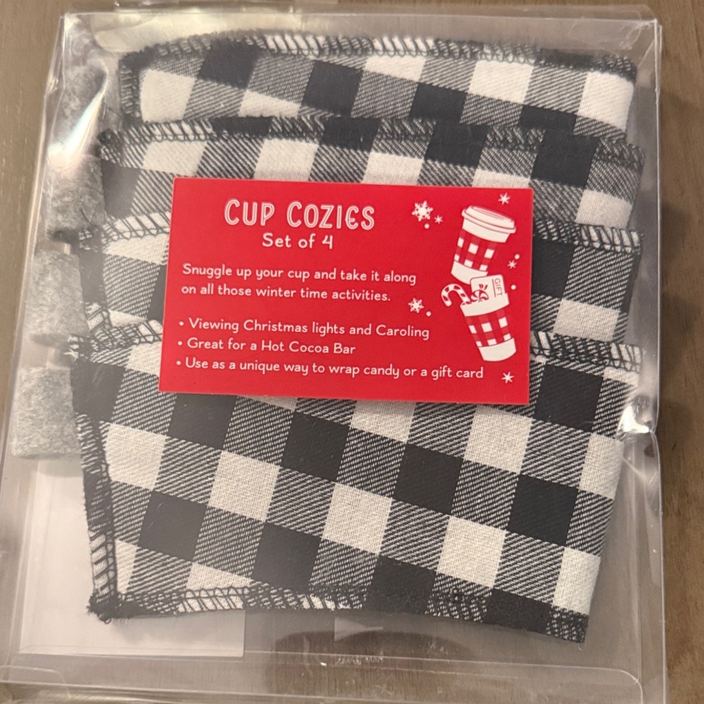 Hobby Lobby Black and White Buffalo Check Cup Cozies Set of 4